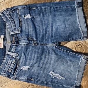Girls Sz 14 Levi Strauss Blue Distressed Denim Shorts